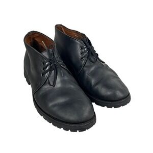 Alfred Sargent Black Genuine Leather Chukka Boots Men's 10.5 Lace Up Round Toe